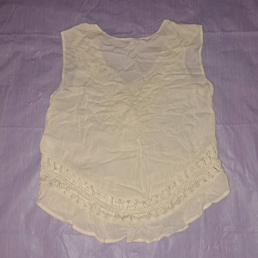 AE Cream Crochet Detail Boho Sleevless Tank Top Cover Up Sz Medium - Picture 7 of 7